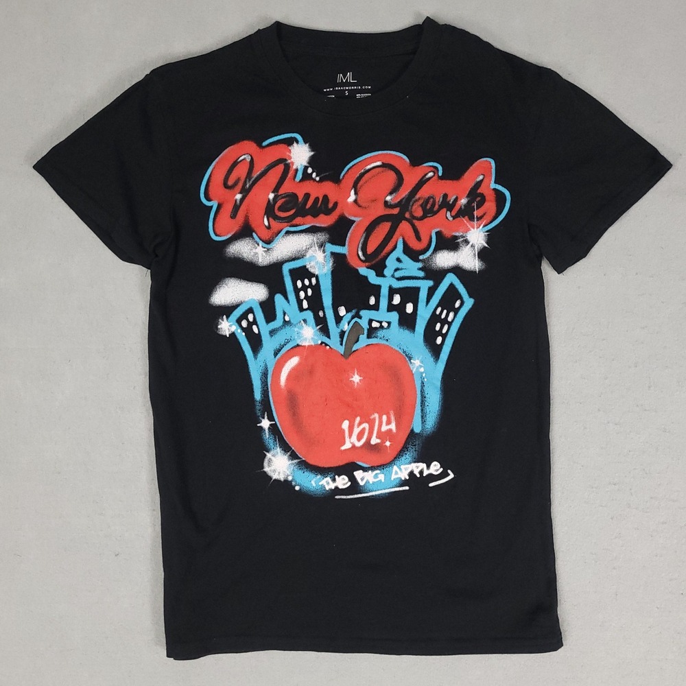 Isaac Morris T-Shirt Mens S Black New York Big Apple Regular Fit Cotton Blend